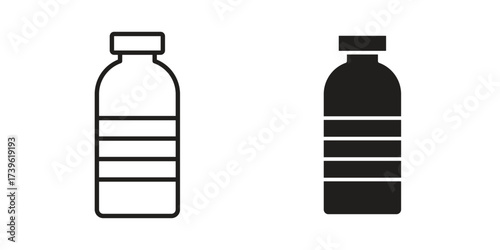 Water bottle icon flat black and white logo