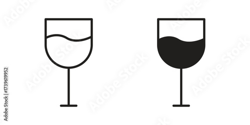 Wine glass icon flat black and white logo