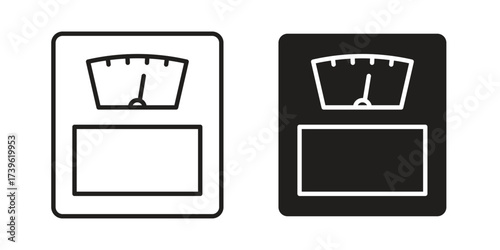 Weight scale icon flat black and white logo