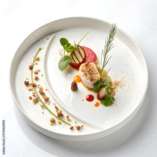 minimal white ceramic plate with luxury fine dinin