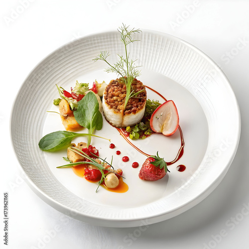minimal white ceramic plate with luxury fine dinin