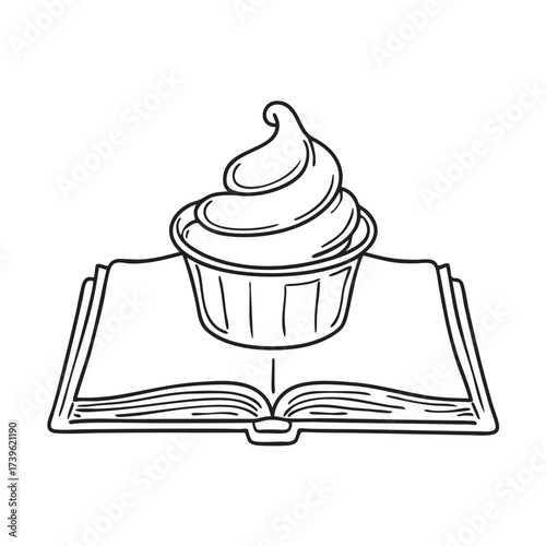 Whipped cream near a cookbook opened to a dessert page