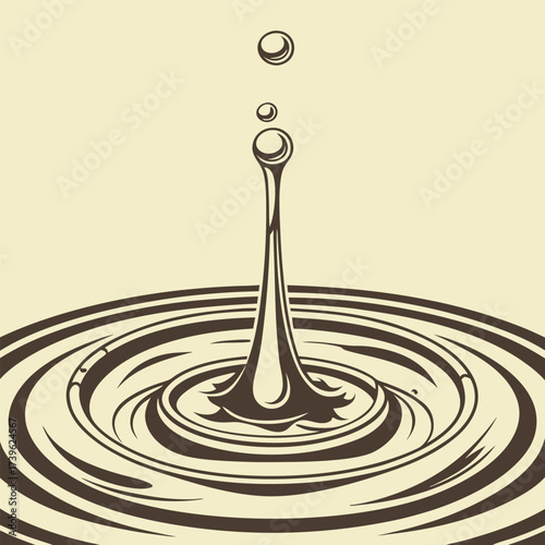 Water droplet creating ripples on a calm surface