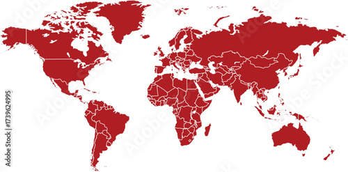 High resolution map of the world split into individual countries. High detail world map	
