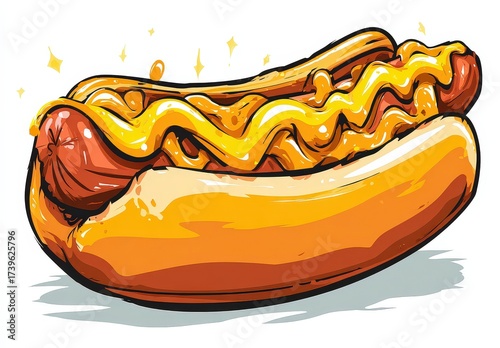Pixel Art Hot Dog With Mustard
