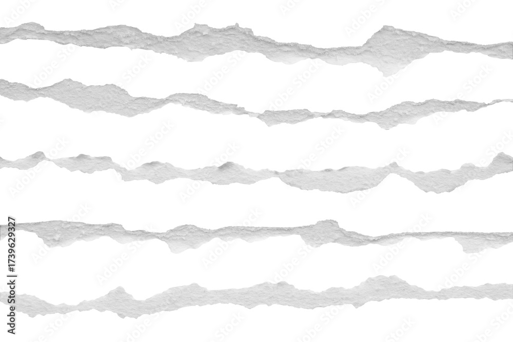 Obraz premium Ripped torn paper edges set isolated on black background