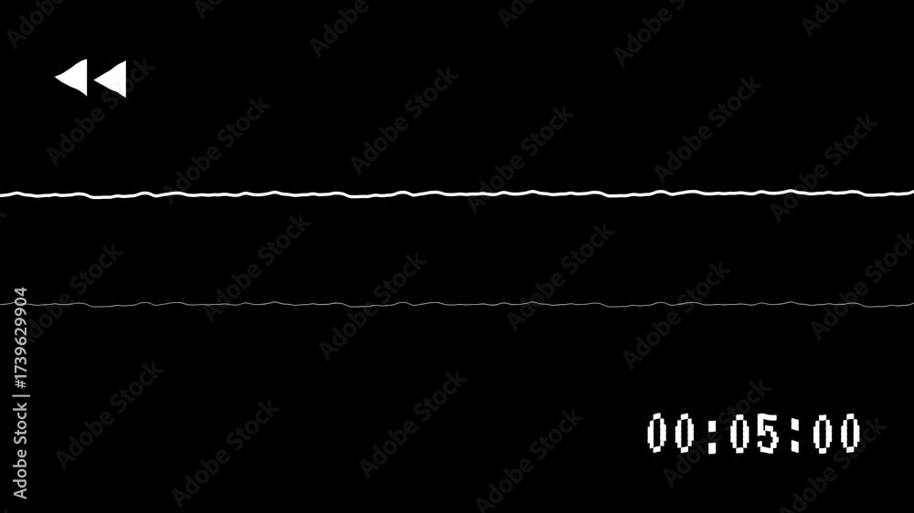 Video Time Back Round VHS tape rewind screen on black background with 10 second timer. 4K ...