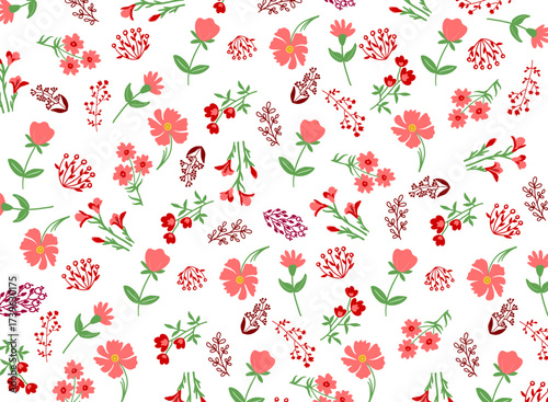 Motifs floral romantique d'inspiration liberty, magnifique collection de fleurs romantiques avec roses, feuilles, bouquets pour compositions et arrières plan bohème.