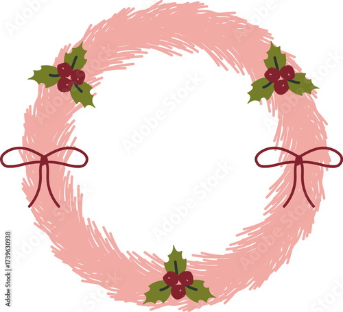 Christmas Wreath with Holly and Bows