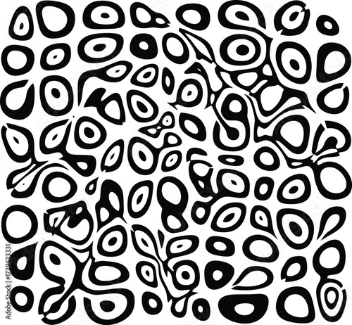 Vector abstract organic circle ornament inspired by Jogja batik style, experimental decorative seamless pattern design