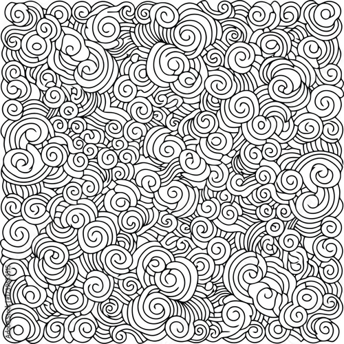 Vector seamless swirl cloud ornament inspired by Jogja batik style, abstract decorative pattern design