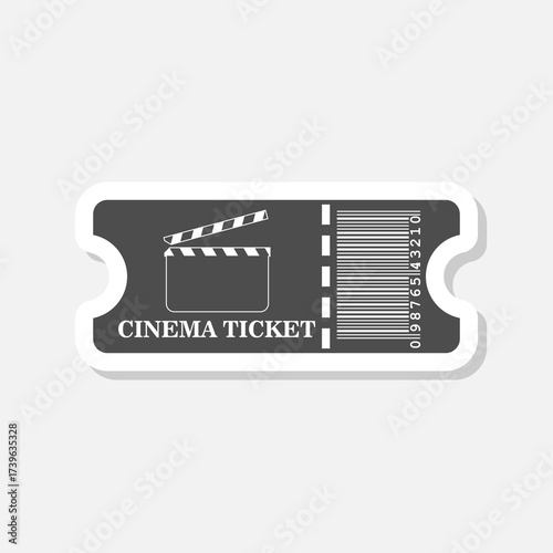 Cinema ticket icon sticker isolated on gray background
