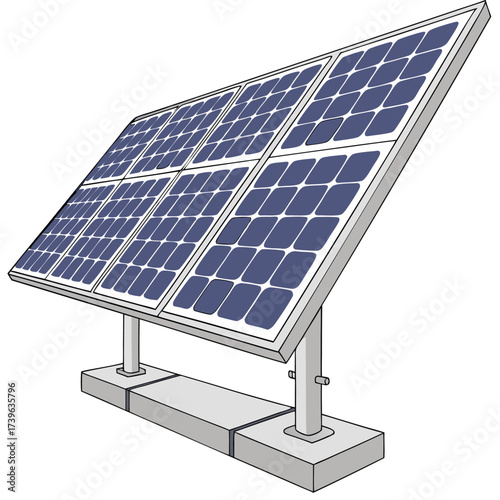 Single solar panel array mounted on concrete base