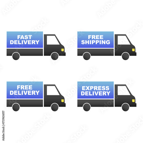 Delivery truck icon set free, fast, express delivery. Vector illustration