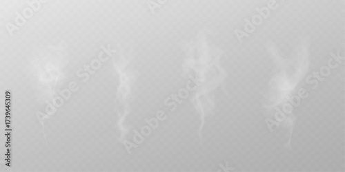 Realistic smoke plumes PNG isolated background