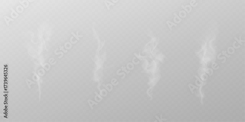 Realistic smoke plumes PNG isolated background