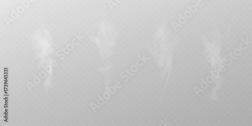Realistic smoke plumes PNG isolated background