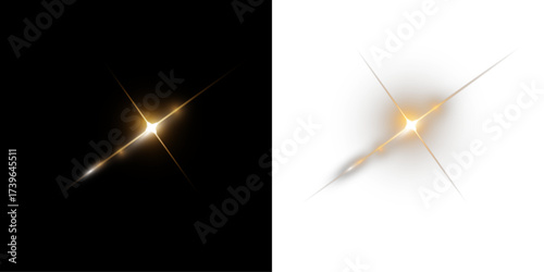 Golden sparkling light PNG effect