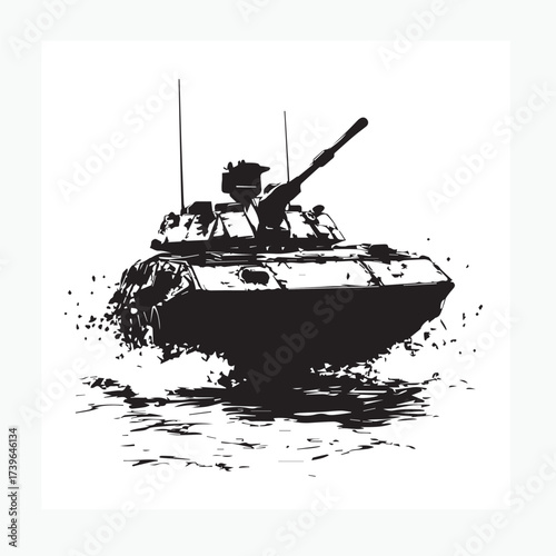 amphibious tank vector illustration