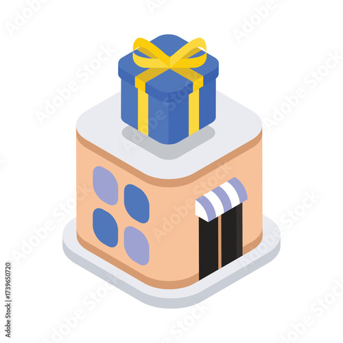 Gift Shop Isometric vector Illustration 