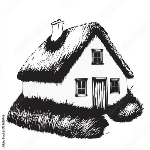 house with a thatched roof