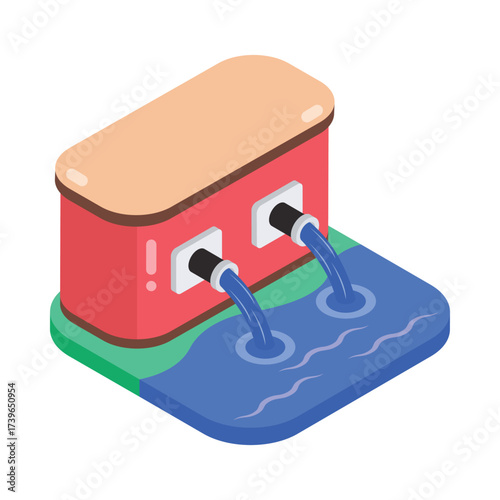 Sewage system Isometric vector Illustration 