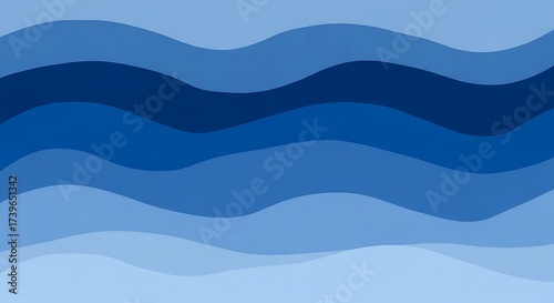 Calming monochromatic blue wavy background design resembling the ocean surface