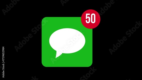 Messaging App Notification Icon Animate On Green Screen Background