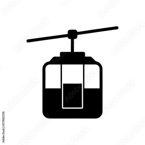 Illustration of a simple cable car design on transparent background silhouette