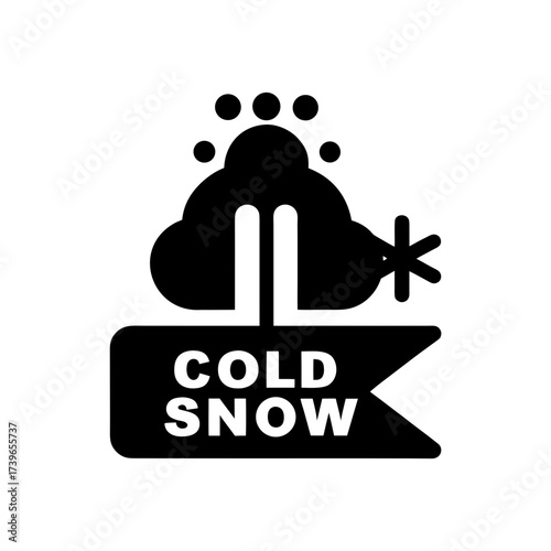 Cold snow weather icon with cloud and sign on transparent background silhouette