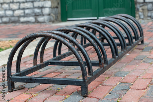 metal bicycle stand in the park