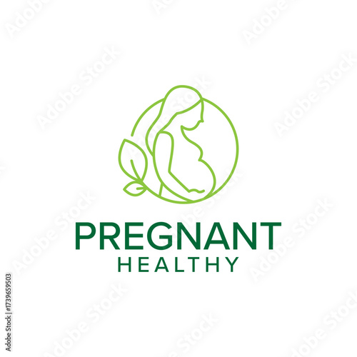 Green logo for pregnant women with leaves.
