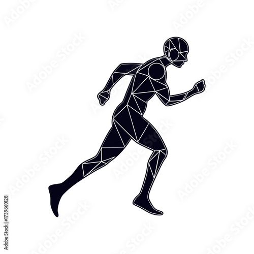 Geometric Running Man Silhouette Vector Illustration