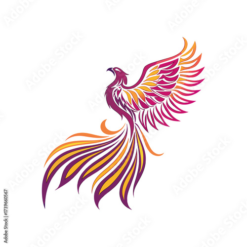 Colorful Phoenix Bird Vector Illustration Symbol of Rebirth Fire and Freedom Design