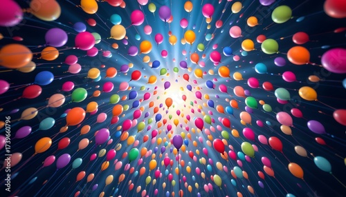 A Burst of Joyful Balloons: A vibrant sky of multicolored balloons erupts in a celebratory display.