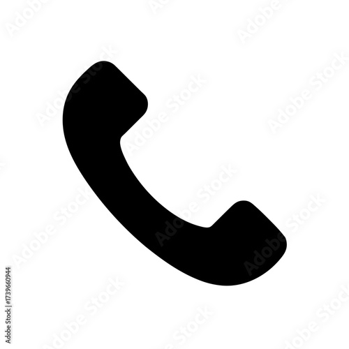 Black telephone receiver icon on white back on transparent background silhouette