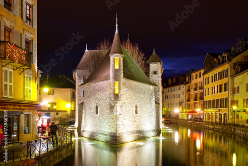 Panoramic view of Old Town of Annecy in winter, Haute Savoie, Rhone Alps