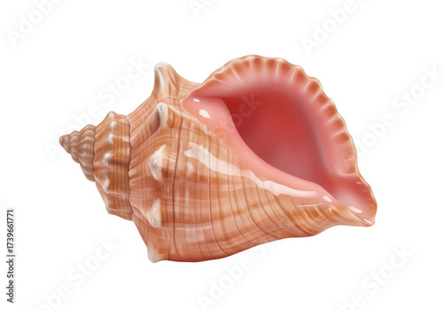 Isolated Conical Seashell, Marine Gastropod, Conch Mollusk, Beach Clam, Tropical Shoreline