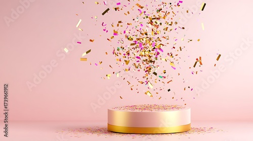 Pink Podium: Gold Confetti Celebration