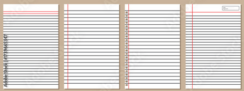 Open spiral notebook with blank lined pages vector. notepad vector Illustration. Simple notebook line art. Sketch style lined paper graphic. Clip art. Notepad with clear page. Blank A5 Spiral Notebook
