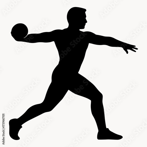 black silhouette athlete throwing shot put clip art preview