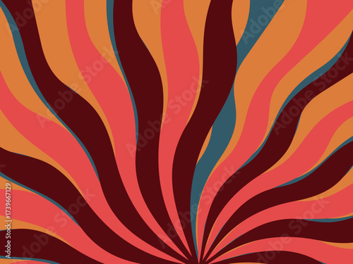 Vintage retro banner background. Colorful grunge wave wallpaper. Vector illustration. Twist party backround pattern.	