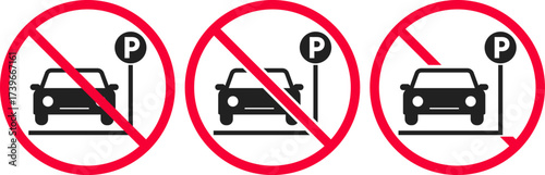 Parking area icon set. Car parking symbol. Parking area icon collection
