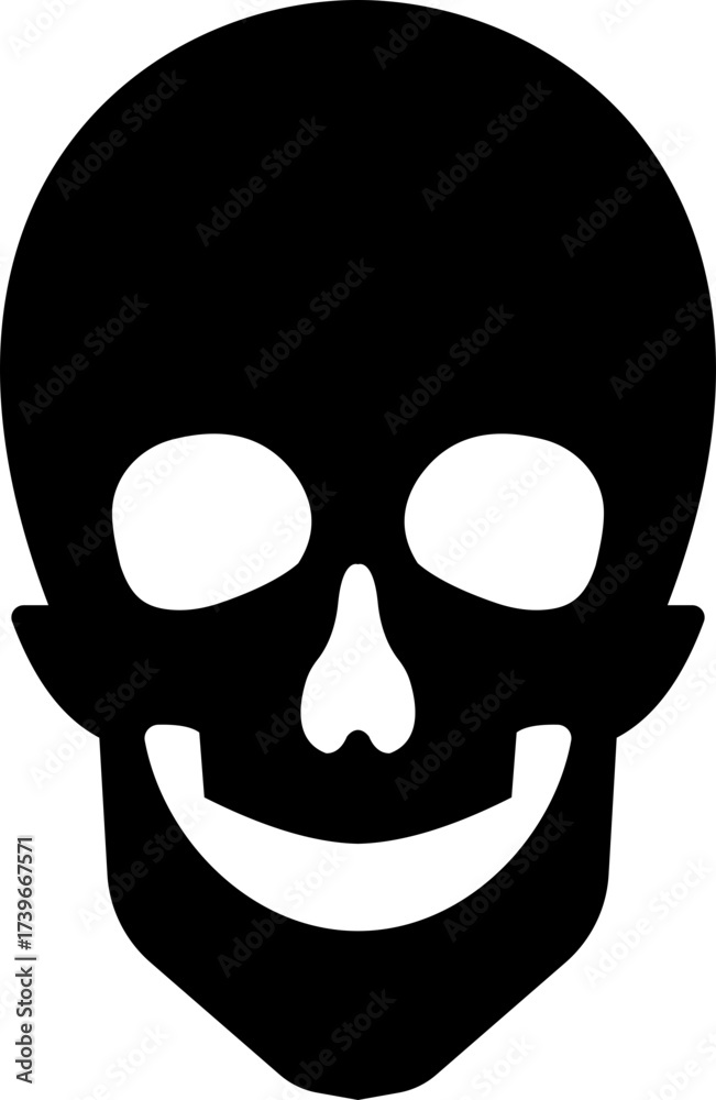 Fototapeta premium Human skull skeleton icon isolated on transparent background in black style, anatomy cranium head bones medical illustration vector design graphic element.