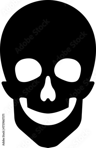 Human skull skeleton icon isolated on transparent background in black style, anatomy cranium head bones medical illustration vector design graphic element.