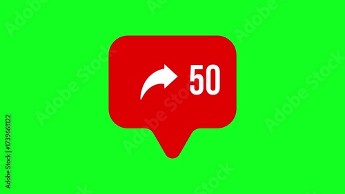 Social Network Share Icon Animate On Green Screen Background