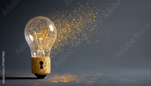 Conceptual shot of a lightbulb with a keyhole base, abstracting idea dissemination