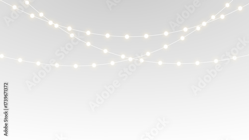 Gold decorative garland with glowing christmas lights png.

