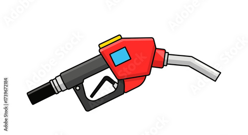 Cartoon illustration of a gas pump nozzle, isolated on a white background showcasing colorful