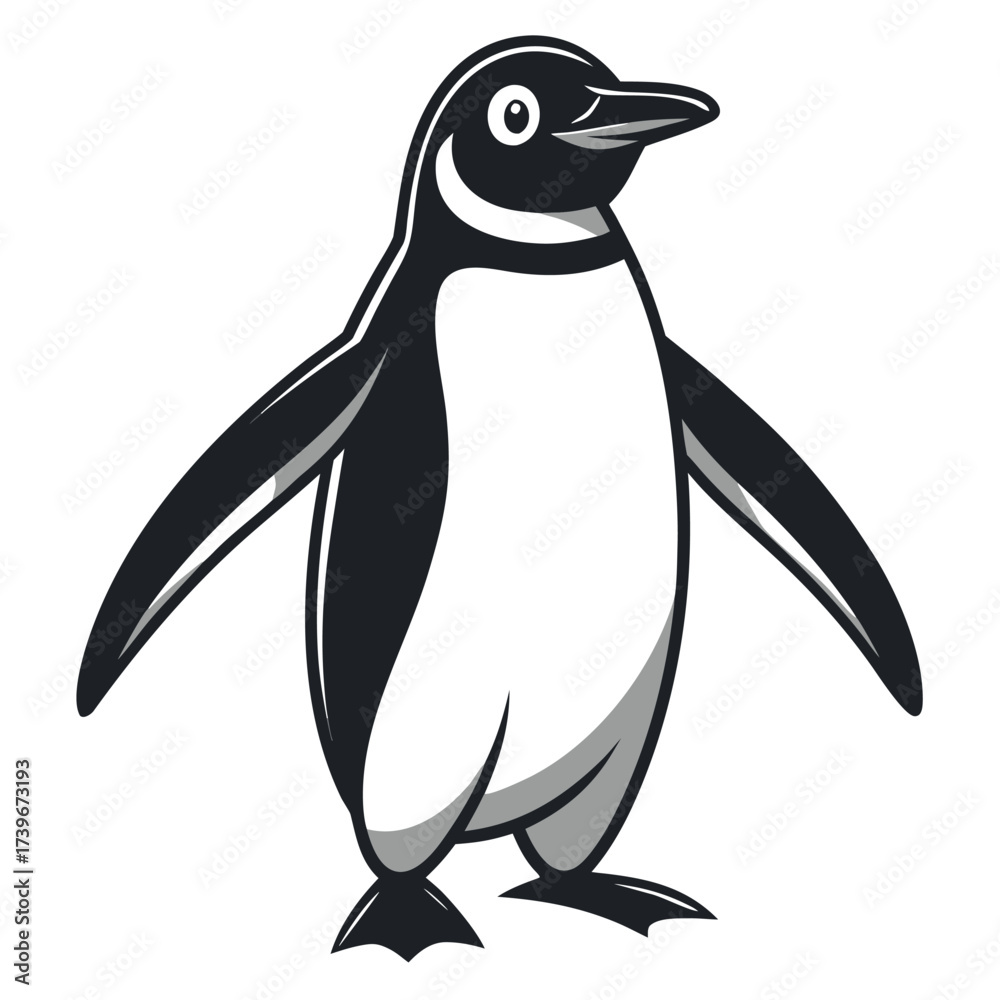 Obraz premium Black color National Penguin Day Design, Solid White Background (7).eps
